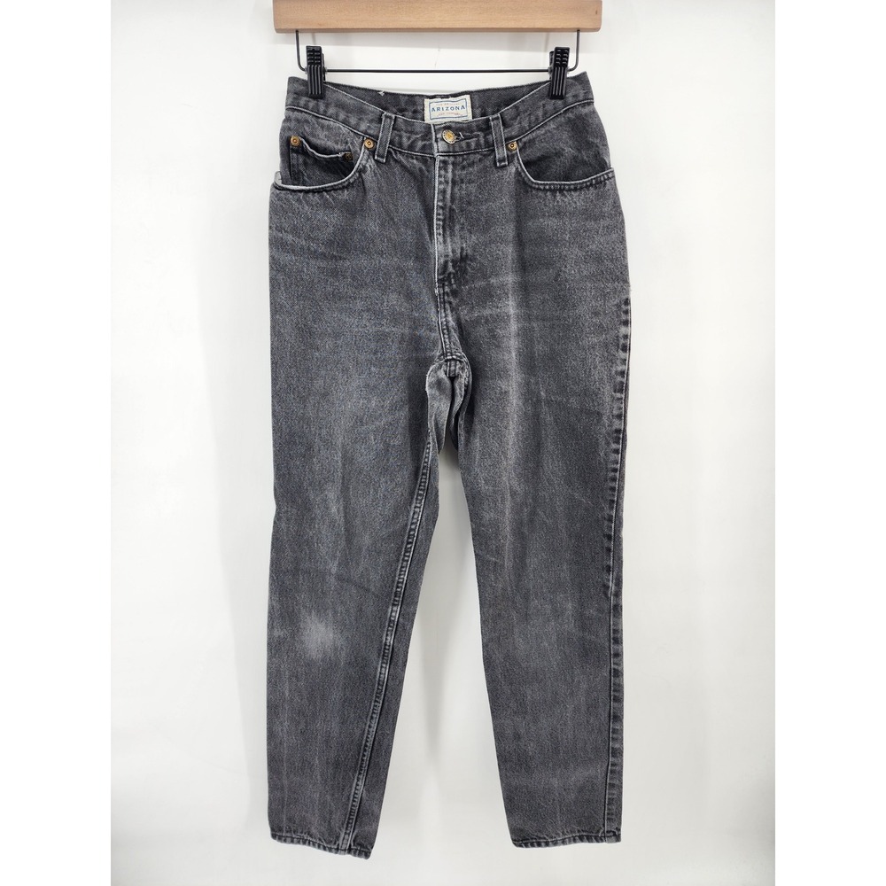 Arizona Jean Company Vintage Black Acid Wash High Rise Tapered Jeans 26x28
